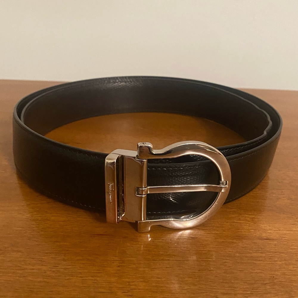 Salvatore Ferragamo Black Leather Belt
